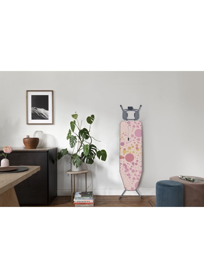 Vileda Neo Ironing Board - Child Safe With 100% Cotton Cover, Space Saving, Vapor-Permeable Cover, Adjustable Height- Pink ( 114 x 33 x 90 cm) Pink/White/Silver 114x33x71x90cm - Image 2