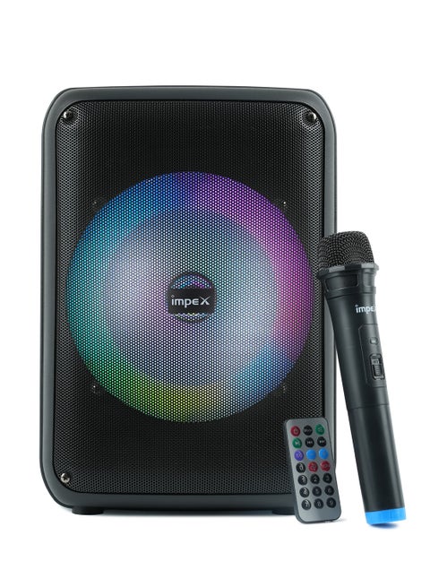 8 Inch Portable Trolley Bluetooth Speaker - 800W PMPO, BT/FM/USB/TF/AUX, TWS Function, Wireless Mic, LED Display & Light, Inbuilt 1800mAh Rechargeable Battery With Type-C Charging Black