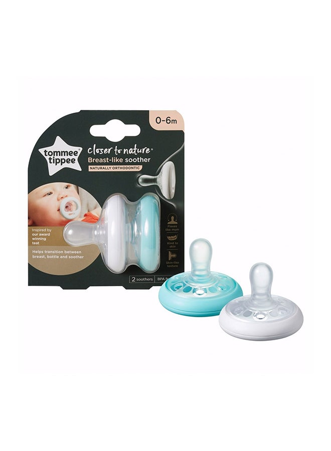 tommee tippee Pack Of 2 Breast-Like Soother Skin-Like Texture Symmetrical Orthodontic Design BPA-Free Includes Sterilizer Box For 0-6m - Assorted  - Image 2