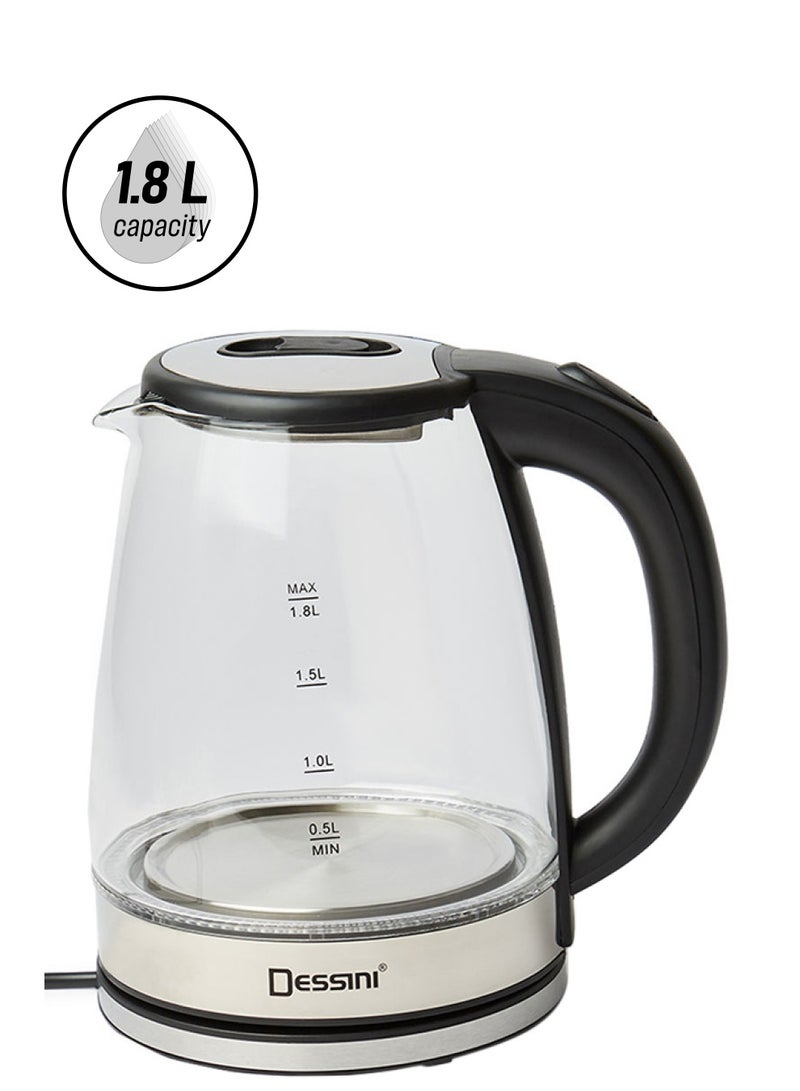 ديسيني غلاية كهربائية 1.8 L 1500 W 2020 شفاف/أسود/فضي - Image 1
