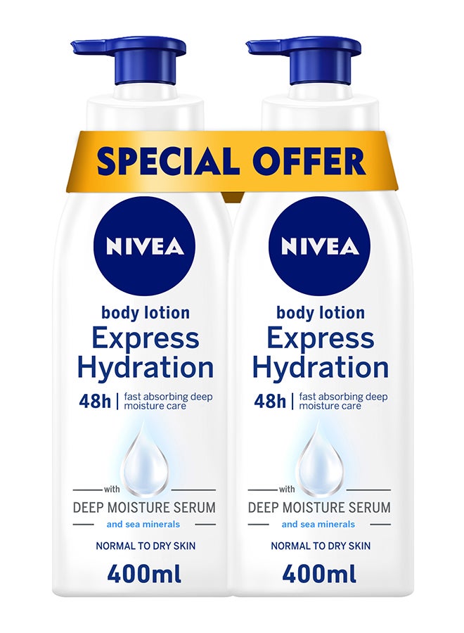 Nivea Pack of 2 Express Hydration Body Lotion Sea Minerals 400ml - Image 1