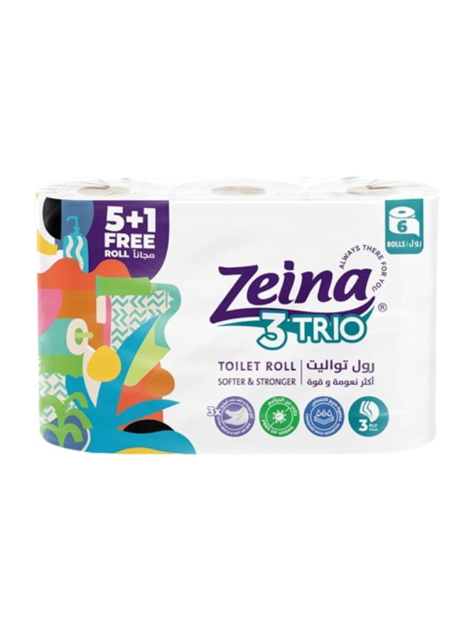 Zeina Toilet Trio ( 5+1 Free) Roll White