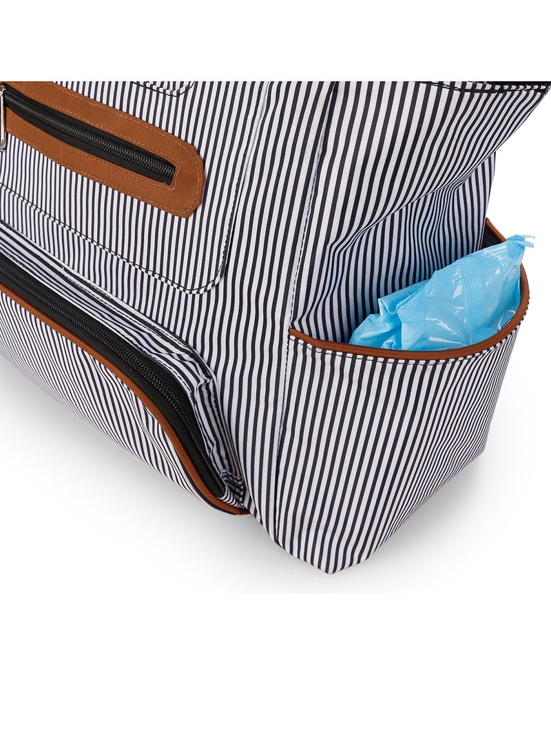 Little Story - Set Of 6 Baby Diaper Bag With Hooks And Nappy Changing Mat - Black Black - Image 1