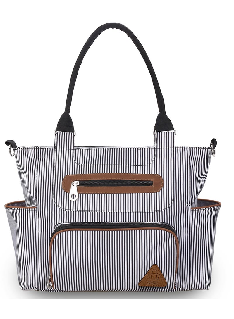 Little Story Set Of 6 Baby Diaper Bag With Hooks And Nappy Changing Mat - Black Black  - Image 2
