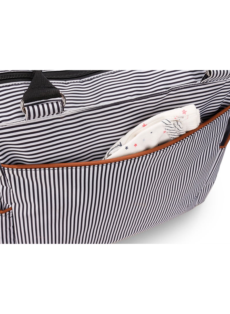 Little Story Set Of 6 Baby Diaper Bag With Hooks And Nappy Changing Mat - Black Black  - Image 5