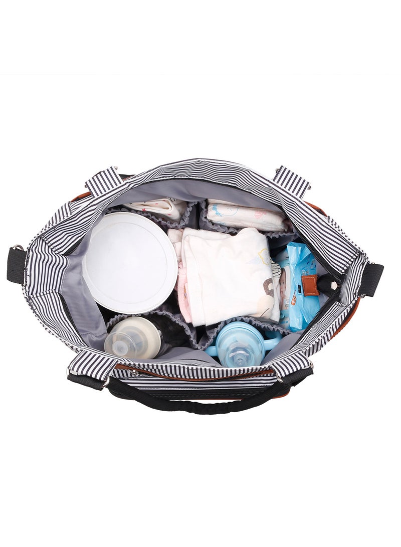 Little Story - Set Of 6 Baby Diaper Bag With Hooks And Nappy Changing Mat - Black Black - Image 1