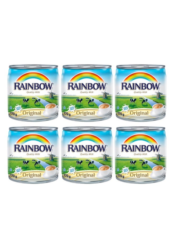Rainbow Evaporated Milk, 170g × 6 Pack of 6 