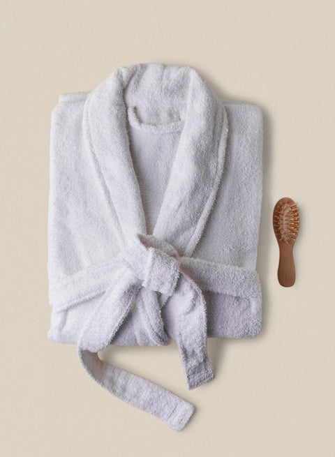 Bathrobe - 380 GSM 100% Cotton Terry Silky Soft Spa Quality Comfort - Shawl Collar & Pocket - 1 Piece White S/M