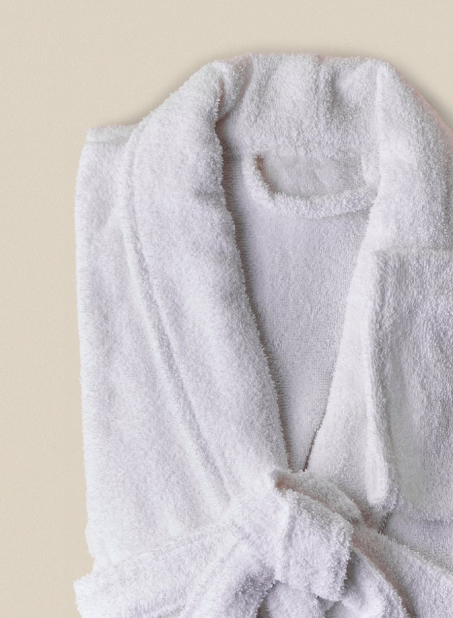 Noon East - Bathrobe - 380 GSM 100% Cotton Terry Silky Soft Spa Quality Comfort - Shawl Collar & Pocket - 1 Piece White S/M - Image 1