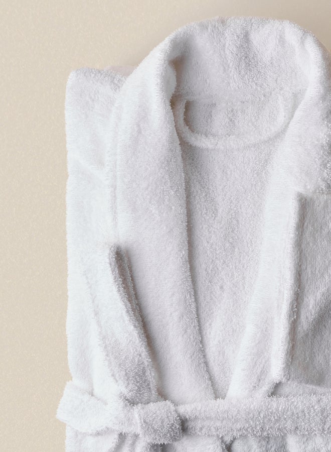 Noon East - Bathrobe - 380 GSM 100% Cotton Terry Silky Soft Spa Quality Comfort - Shawl Collar & Pocket - White Color - 1 Piece White L/XL - Image 1