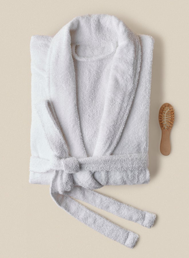 Noon East - Bathrobe - 380 GSM 100% Cotton Terry Silky Soft Spa Quality Comfort - Shawl Collar & Pocket - White Color - 1 Piece White L/XL - Image 1