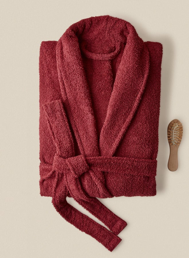 Noon East - Bathrobe - 380 GSM 100% Cotton Terry Silky Soft Spa Quality Comfort - Shawl Collar & Pocket - Garnet Color - 1 Piece Garnet S/M - Image 1