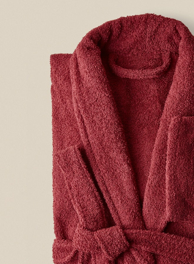 Noon East - Bathrobe - 380 GSM 100% Cotton Terry Silky Soft Spa Quality Comfort - Shawl Collar & Pocket - Garnet Color - 1 Piece Garnet S/M - Image 1