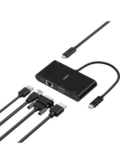 belkin Usb C Multimedia Adapter Usb C Hub W/ Vga, 4K Hdmi, Usb 3.0, Ethernet Ports 100W Passthrough Power For Macbook Pro, Ipad Pro, Surface Pro, Chromebook More, Avc004 Space Gray  - Image 1