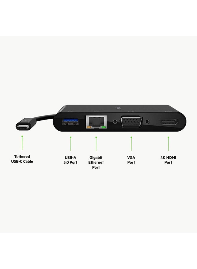 belkin Usb C Multimedia Adapter Usb C Hub W/ Vga, 4K Hdmi, Usb 3.0, Ethernet Ports 100W Passthrough Power For Macbook Pro, Ipad Pro, Surface Pro, Chromebook More, Avc004 Space Gray  - Image 3