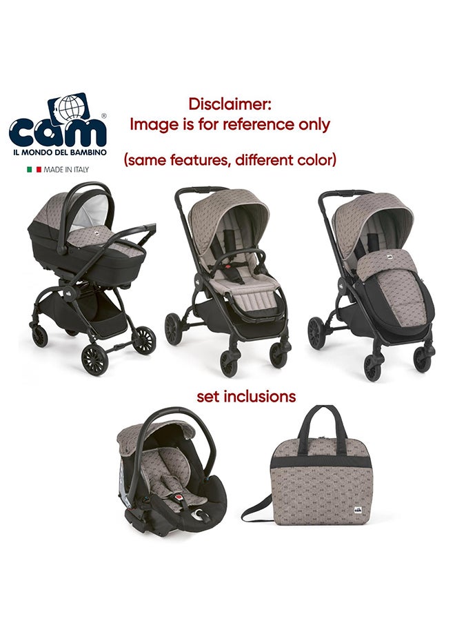 cam Vogue Baby Travel System - Grey, From 0 To 4 Years Old, Spacious Carrycot, Mattress, Hood With Extendable Sun Visor, Rocking Function, Compact Folding Pushchair, Made In Italy, Safety Harness  - Image 2