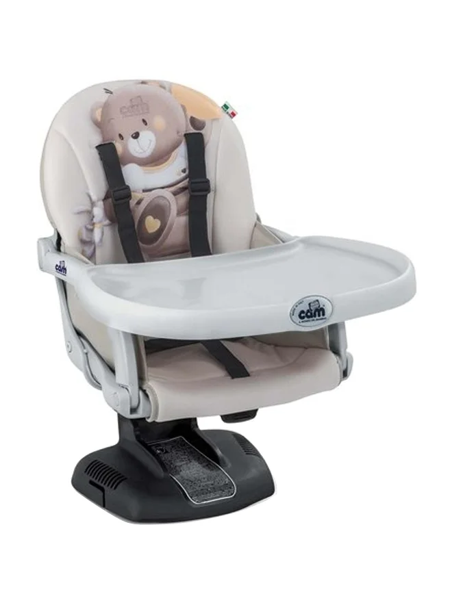 cam Idea Booster Baby Feeding Chair, Snack Seat, Smart Pop, Portable, Booster Seat With Tray Eating, Dinning Lightweight, Compact Fold, Travel - Beige Bear