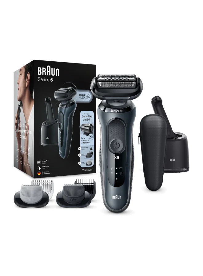 BRAUN Series 6 Wet And Dry Shaver With Smartcare Center And 2 Attachments 60-N7650Cc Grey