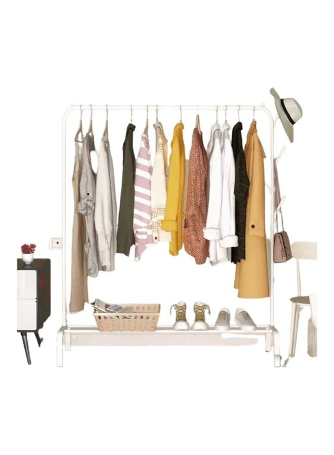 علاقة ملابس معدن منظم وحامل ملابس أبيض 110x40x150سم - Image 1