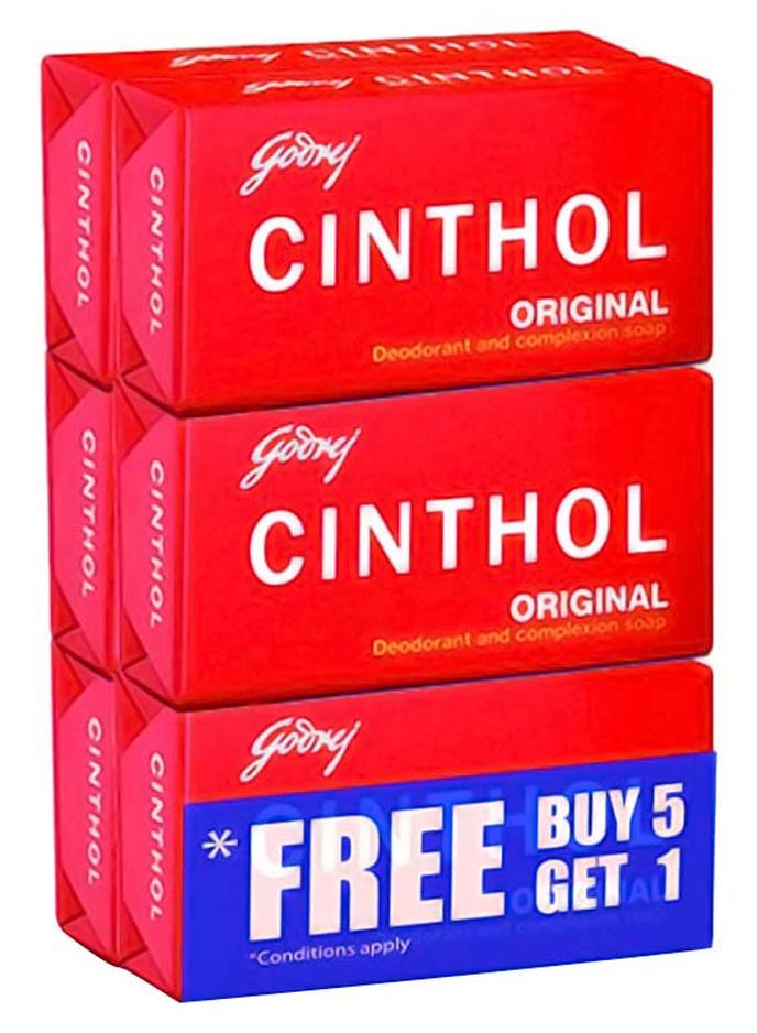 Cinthol Original Deodorant And Complexion Bath Soap 100g Pack of 6 - Image 1