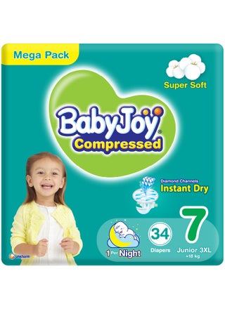 Compressed Diamond Pad Diaper, Size 7, Junior 3XL, 18+ Kg, Mega Pack, 34 Diapers - pnsku/N43793532A/45/_/1748239105/d228a906-fd10-4f31-a0ee-6f774e68da36