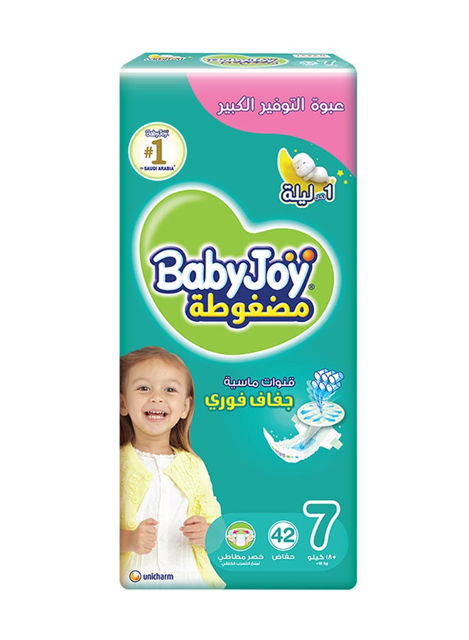 BabyJoy Compressed Diamond Pad Diaper, Size 7, Junior 3XL, 18+ Kg, Giant Pack, 42 Diapers  - Image 1