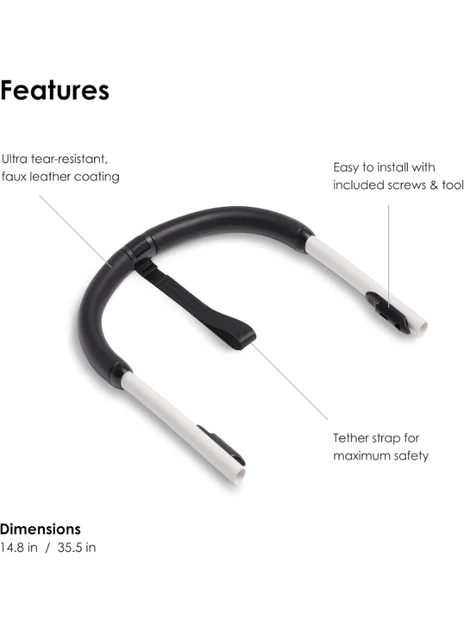 BABYZEN Yoyo Stroller Handle Bar Ultra Tear - Resistant, Faux - Leather Coating Includes Tether Strap Compatible With Yoyo2 And Yoyo+ Stroller S And Prams - White