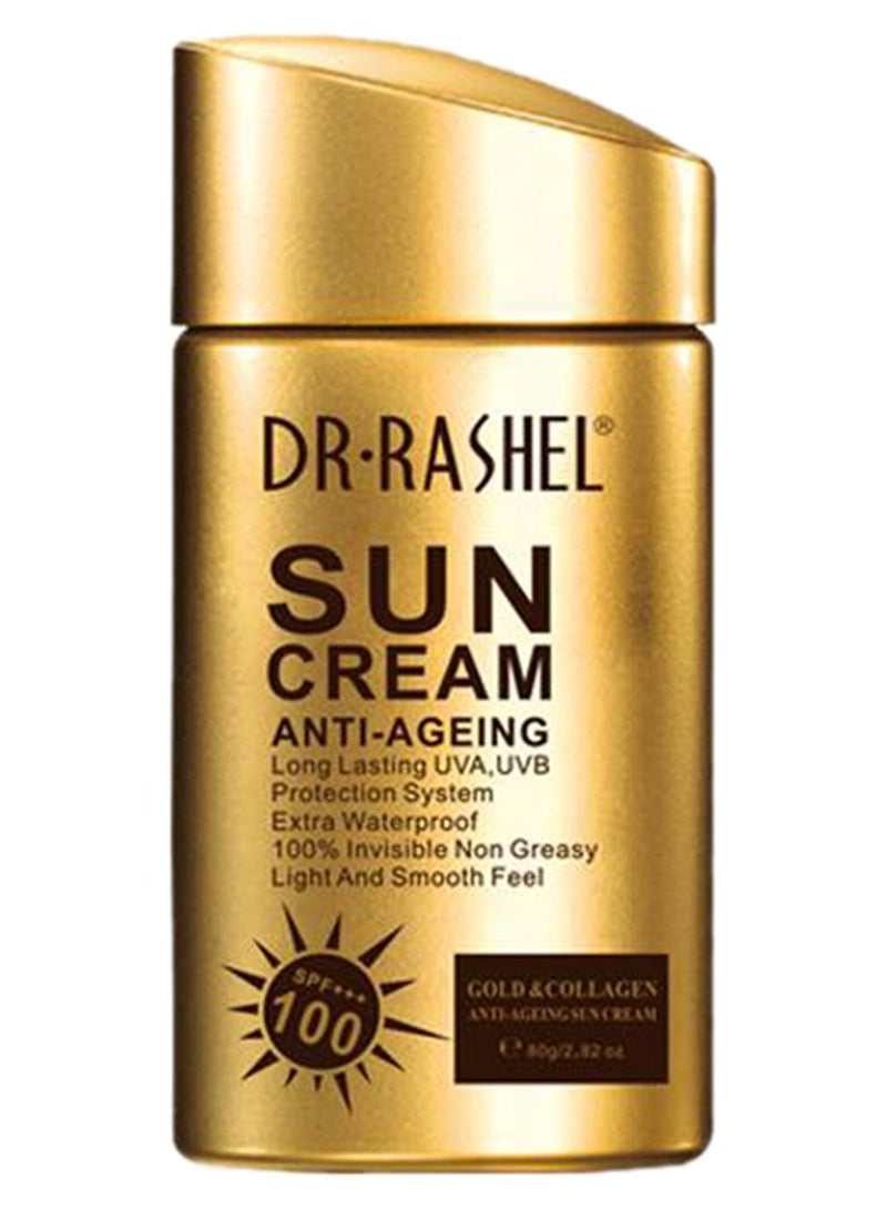 دكتور راشيل كريم حماية من الشمس بخلاصة الكولاجين والذهب بعامل حماية من الشمس 100 متعدد الألوان 80جرام - Image 1