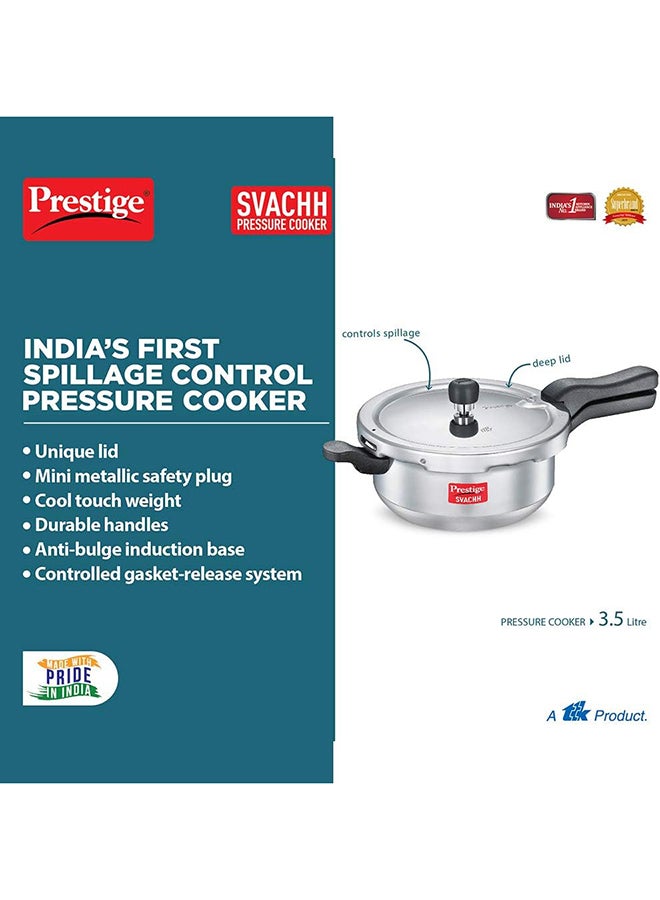 Svachh Pressure Cooker Junior Deep Pan with Lid Silver 3.5Liters