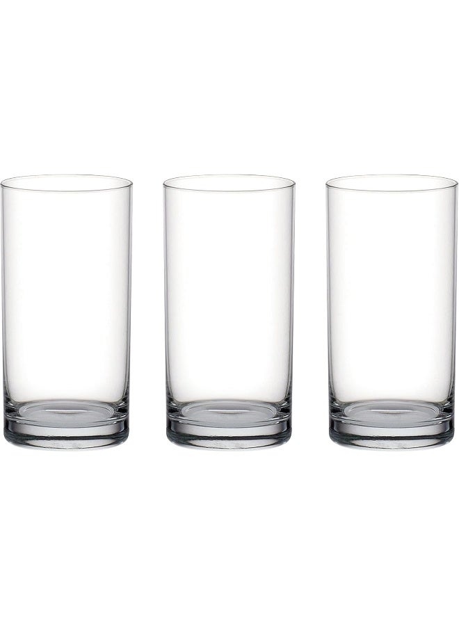 Ocean Fin Line Hi Ball Glass, 280 Ml, Set of 3, B0121003, High Ball Tumbler, Long Drink Glass, Collins Glass, Water Glass, Juice Glass Clear - Image 1