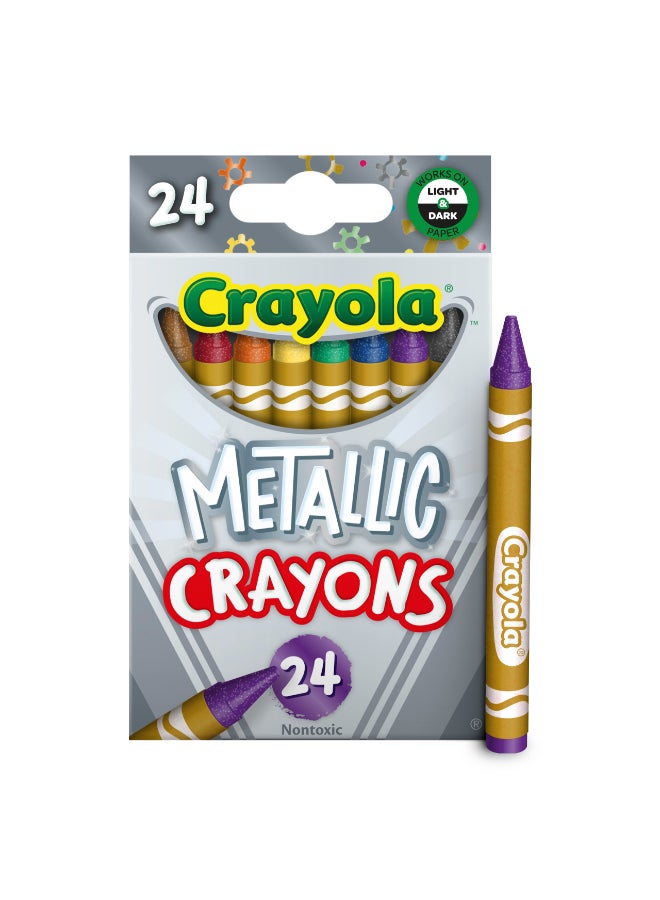 Crayola Metallic Crayons for Kids, 24-Piece Assorted Colors, 11.43 x 7.15 x 2.7 cm box design may vary 11.43x7.15x2.7cm - Image 3