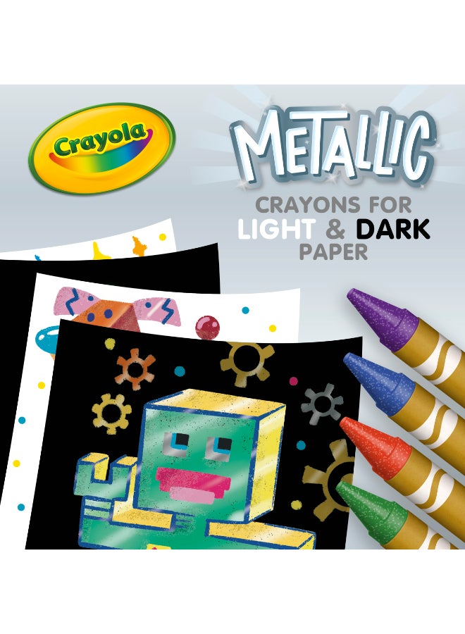 Crayola Metallic Crayons for Kids, 24-Piece Assorted Colors, 11.43 x 7.15 x 2.7 cm box design may vary 11.43x7.15x2.7cm - Image 5
