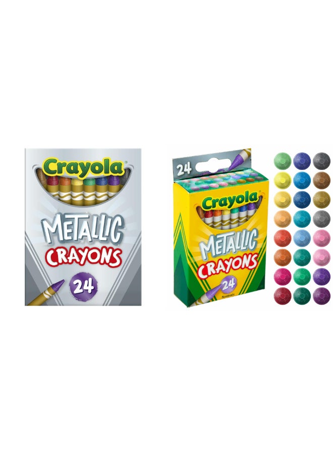 Crayola Metallic Crayons for Kids, 24-Piece Assorted Colors, 11.43 x 7.15 x 2.7 cm box design may vary 11.43x7.15x2.7cm - Image 1