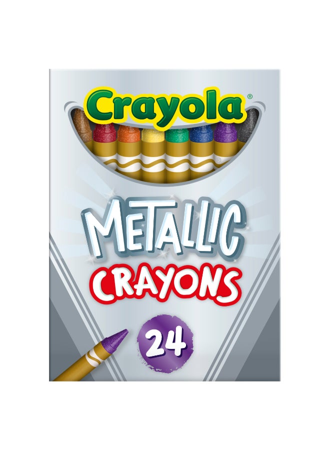 Crayola Metallic Crayons for Kids, 24-Piece Assorted Colors, 11.43 x 7.15 x 2.7 cm box design may vary 11.43x7.15x2.7cm - Image 2