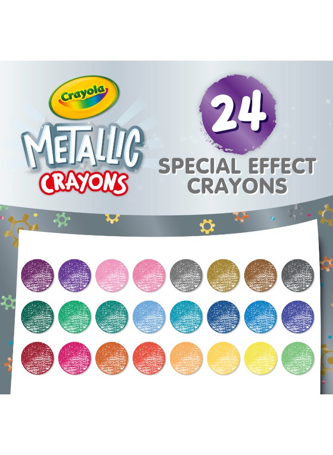 Crayola Metallic Crayons for Kids, 24-Piece Assorted Colors, 11.43 x 7.15 x 2.7 cm box design may vary 11.43x7.15x2.7cm - Image 4
