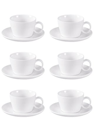 12-Piece Porcelain Cup & Saucer   Set for 6 People White 125ml - view 4