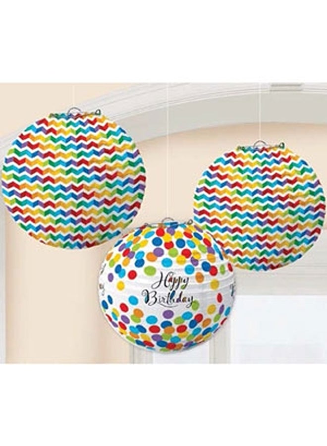 Amscan Bright Birthday Paper Lanterns 3Pcs