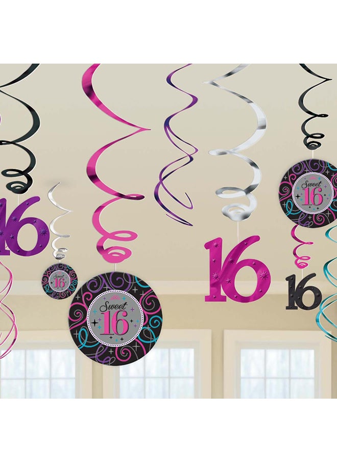 Amscan 12-Piece Sweet 16 Swirl Decoration - Image 2