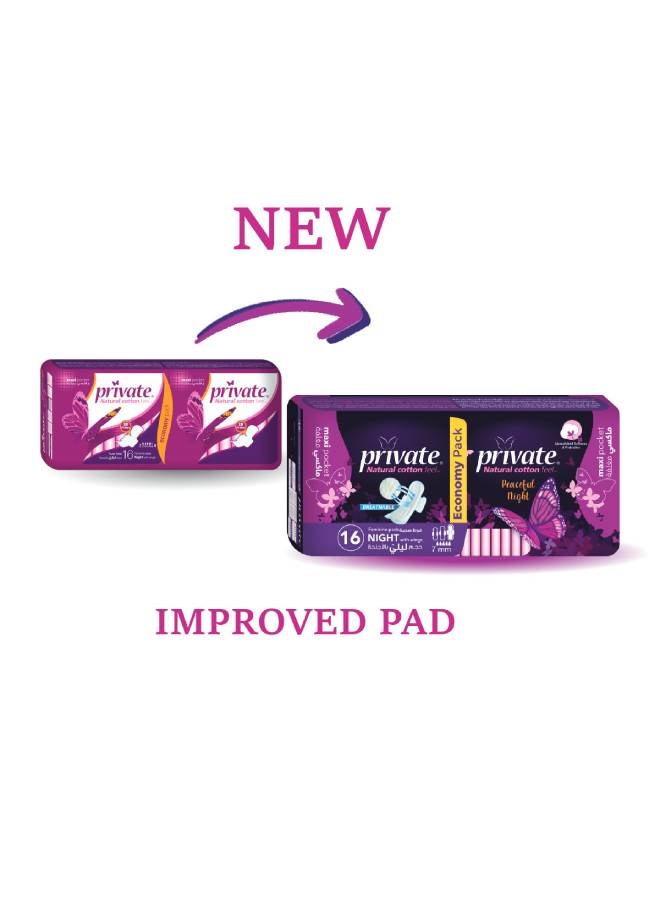 Private Maxi Night Feminine Pads with Wings 16 Pads Purple 263grams  - Image 2