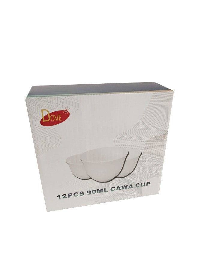 Dove 12-Piece Porcelain Saudi Coffee Cup White 90ml - Image 4