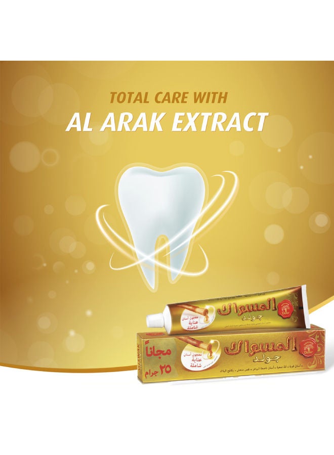 MISWAK Dabur Miswak Gold Fresh Toothpaste 120gm + 20gm free| With Al Arak Extracts |Packaging May Vary Multicolour 140grams  - Image 4