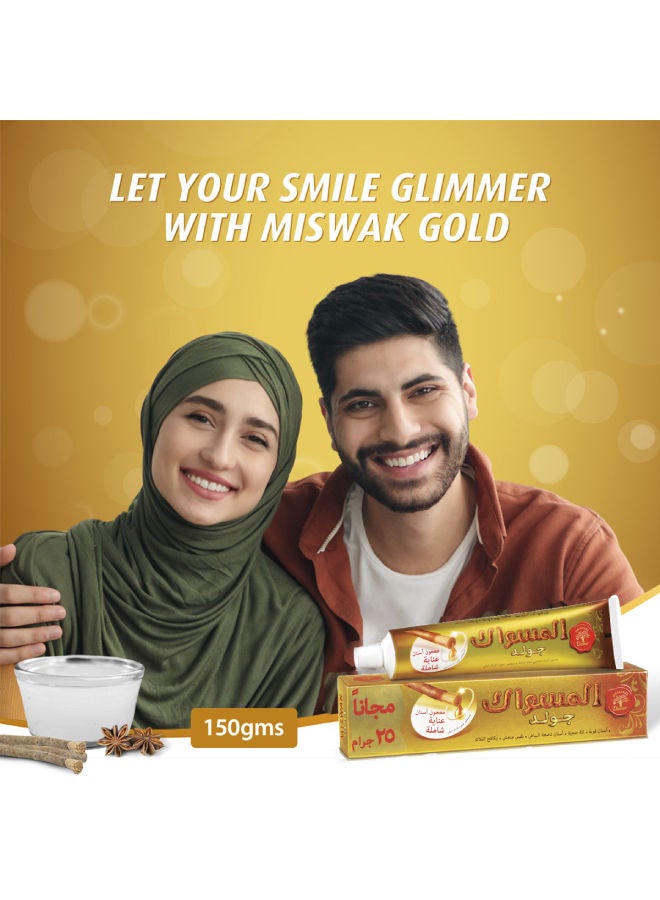 MISWAK Dabur Miswak Gold Fresh Toothpaste 120gm + 20gm free| With Al Arak Extracts |Packaging May Vary Multicolour 140grams  - Image 3