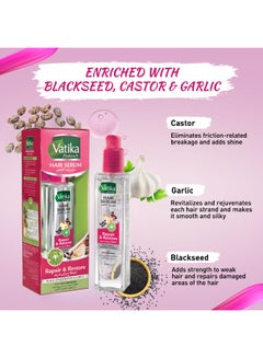 Dabur Vatika Naturals Repair & Restore Hair Serum 47ml | Black Seed, Castor & Garlic | Promotes Anti-Breakage Clear 47.0ml  - Image 2
