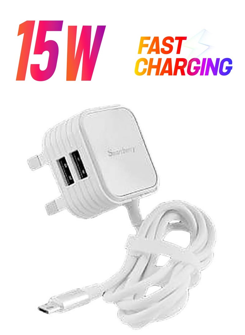 سمارت بيري محول بقابس USB متعدد أبيض - Image 1