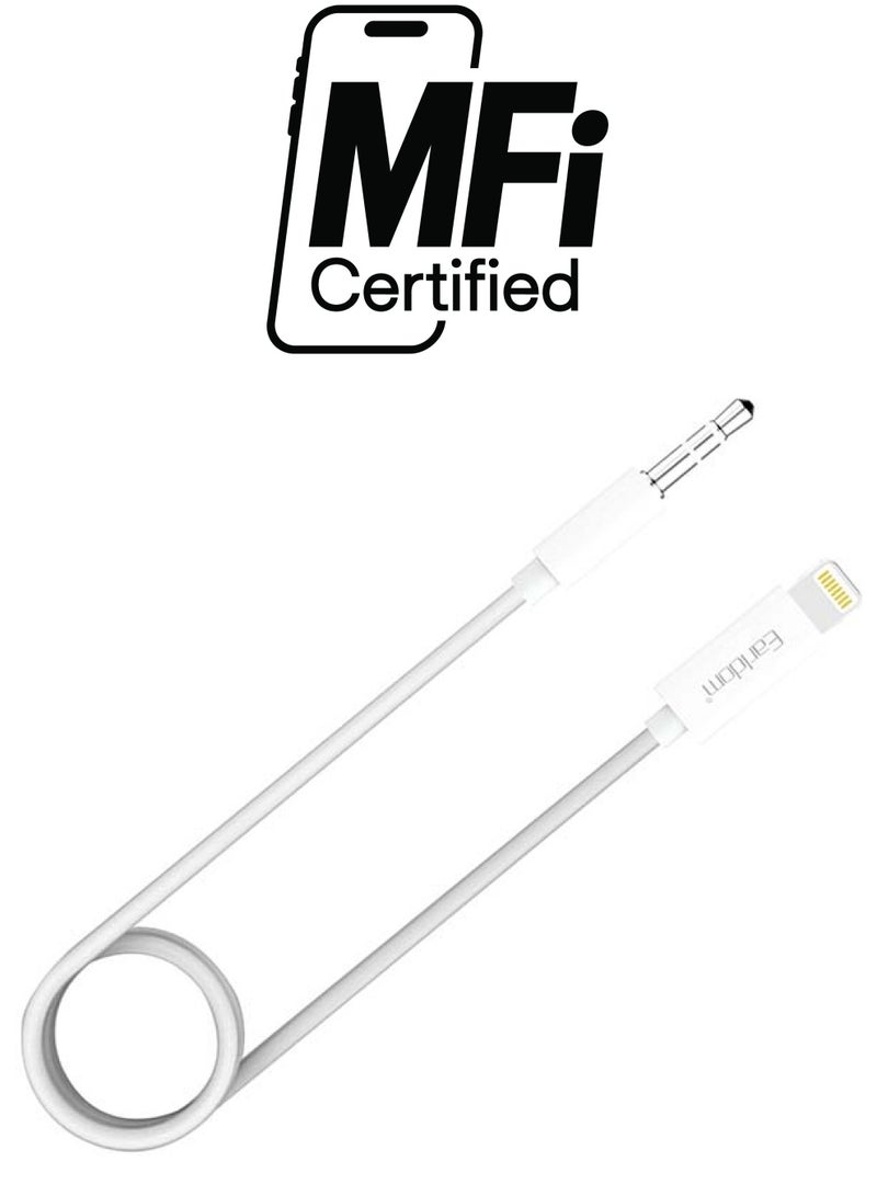 Earldom Lightning To 3.5 mm Male Aux Stereo Audio Cable White - Image 1