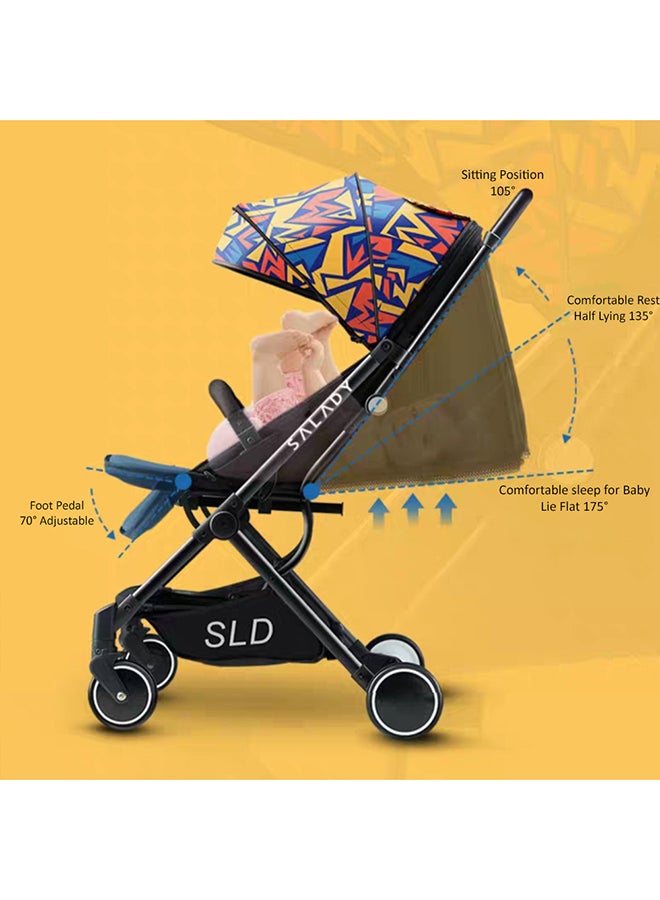 Travel Lite Shock Proof Baby Stroller With Extra Wide Seat - Picasso Multicolour