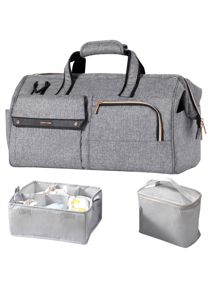 Sunveno 3 In1 Travel Bag detachable Diaper Caddy With Multiple Compartments - Grey  - Image 1