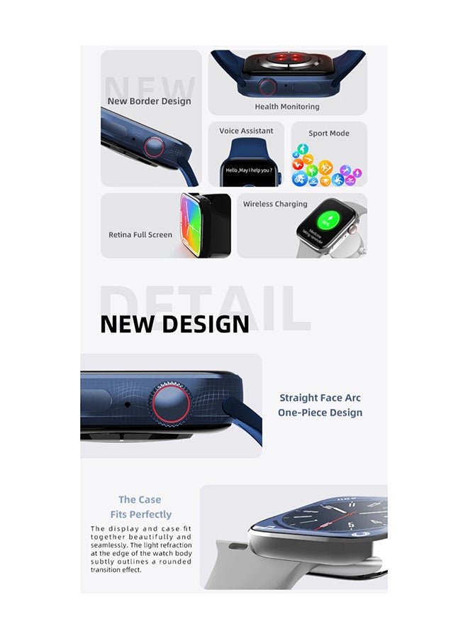 BSNL - KEQIWEAR Unisex Smart Watch Series8 2.02 Inch Full Touch Color Screen Bluetooth Calling Health And Sports Smartwatch Wireless Charging Color Silver - Image 1