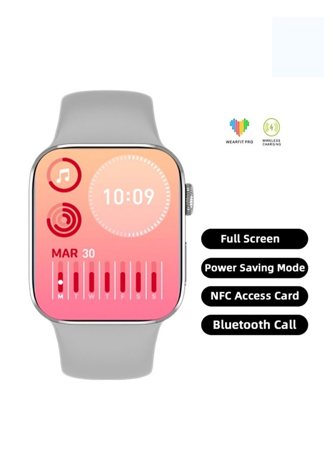 BSNL - KEQIWEAR Unisex Smart Watch Series8 2.02 Inch Full Touch Color Screen Bluetooth Calling Health And Sports Smartwatch Wireless Charging Color Silver - Image 1
