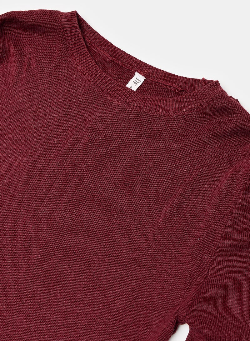 NEW LOOK - Glitter Dobby Button Dress Burgundy - Image 1